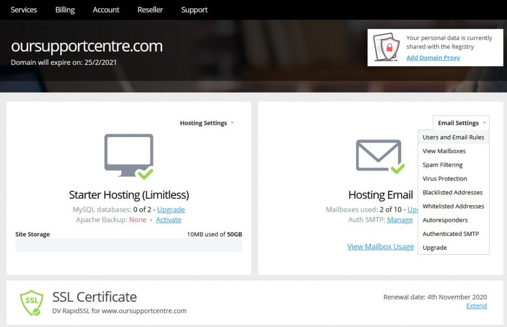 How can I create an email address? Support Centre names.co.uk