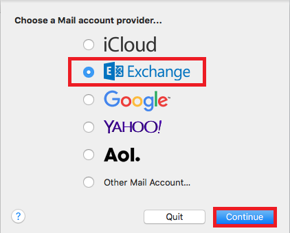 install exchange account on mac