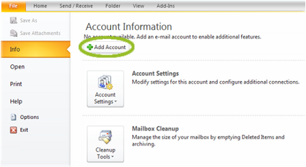 imap settings for outlook 2010