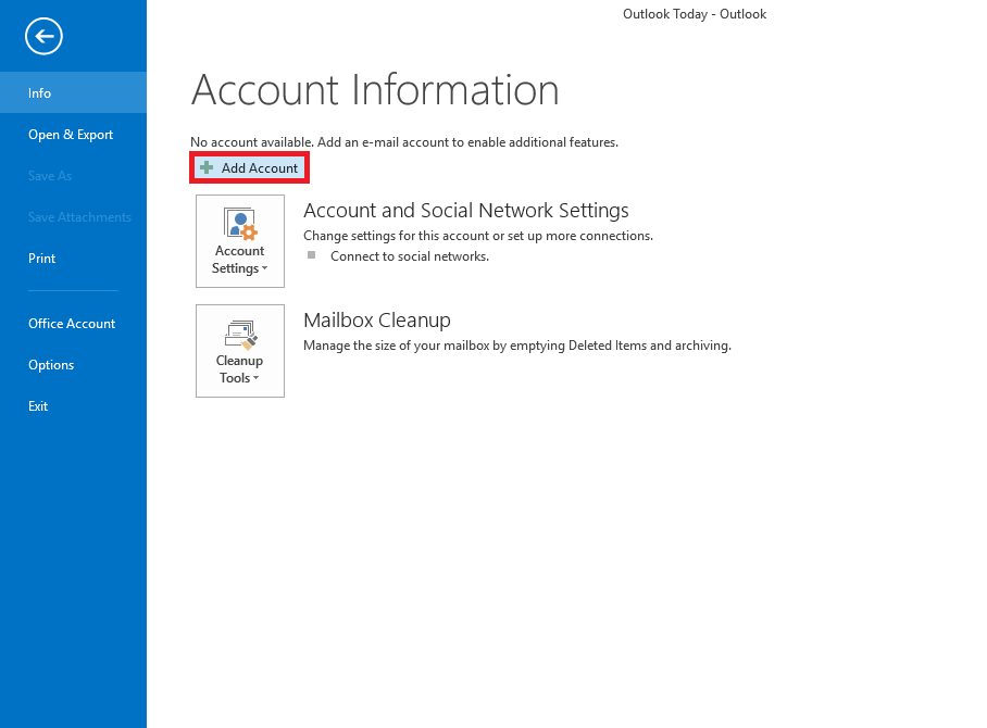 how do i add email account to outlook 2016