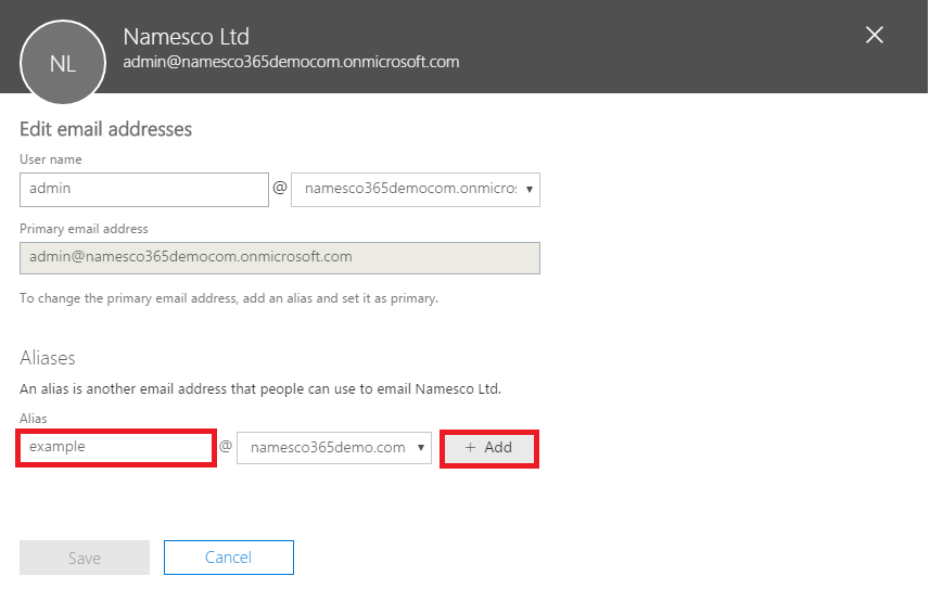 office 365 add email alias active directory