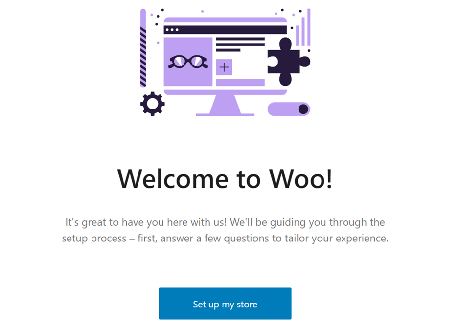 An image showing the Welcome to Woo page.